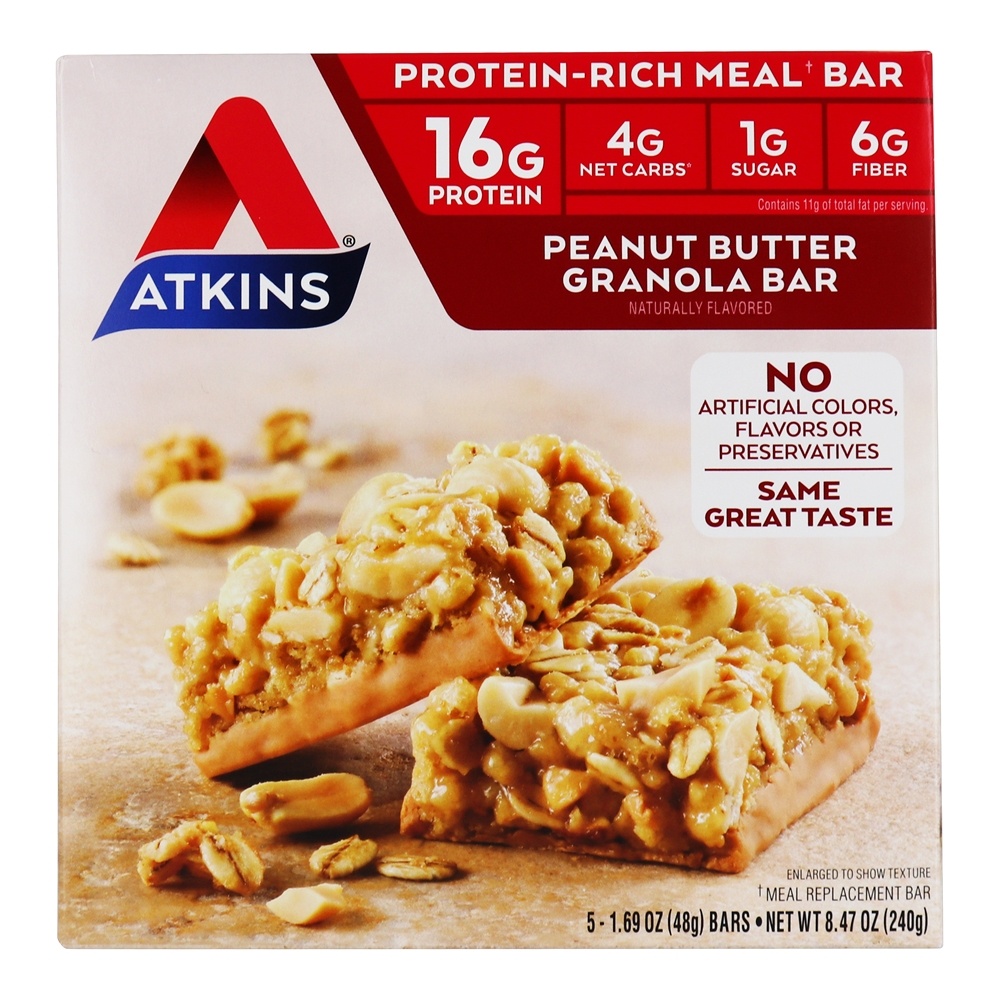 Barras De Refeição De Retido De Proteínas Granola De Amendoim De Amendoim - 5 Barras Atkins