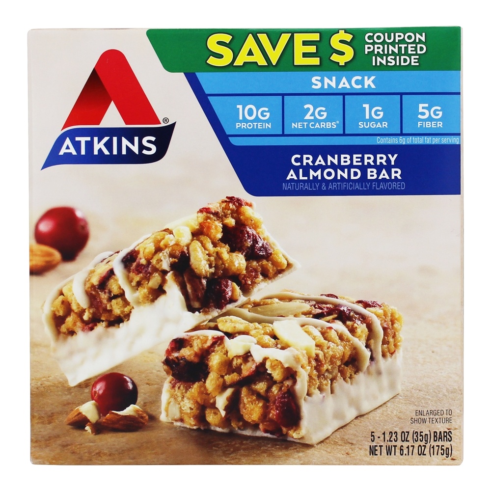 Lanche Barras Caixa Oxicoco Amêndoa - 5 Barras Atkins