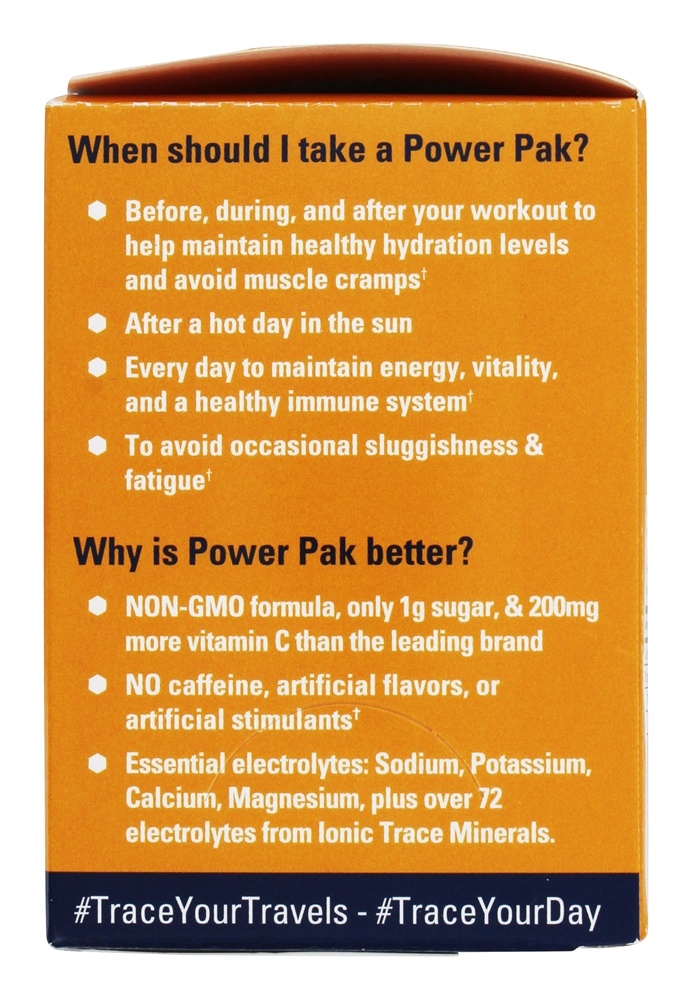 Eletrólito Energia Poder Pak Laranja Explosão - 30 Pacotes (s) Trace Minerals Research - Imagem 3