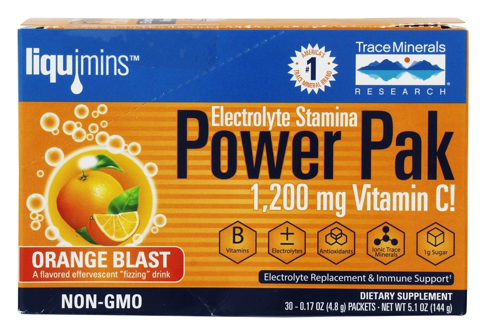 Eletrólito Energia Poder Pak Laranja Explosão - 30 Pacotes (s) Trace Minerals Research - Imagem 4