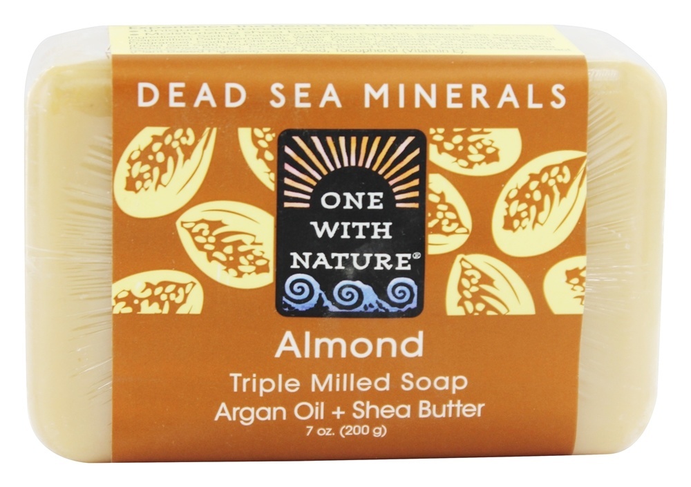 Amêndoa exfoliante suave de sabão mineral de barra de mar morto - 7 oz. One With Nature