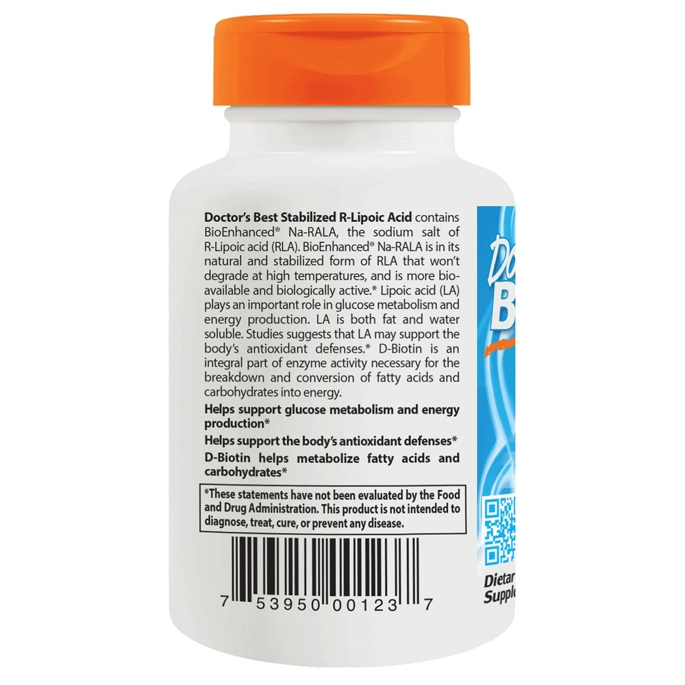 Ácido R-Lipóico Estabilizado 100 mg . - Cápsulas vegetarianas 60 Doctor's Best - Imagem 3