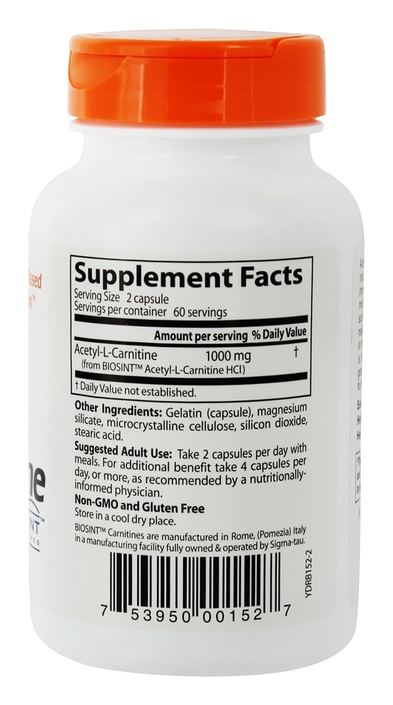 Acetil-L-Carnitina com Biosint Carnitines 500 mg. - Cápsulas 120 Doctor's Best - Imagem 2
