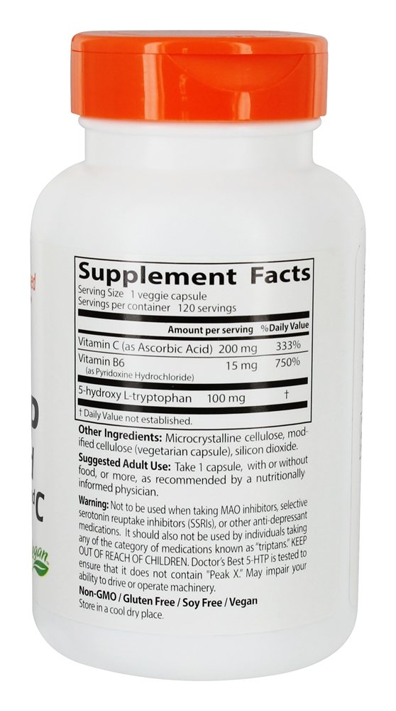 5-HTP Reforçado Com Vitaminas B6 & C Para o Bem-Estar Mental e Emocional - Cápsulas vegetarianas 120 Doctor's Best - Imagem 2