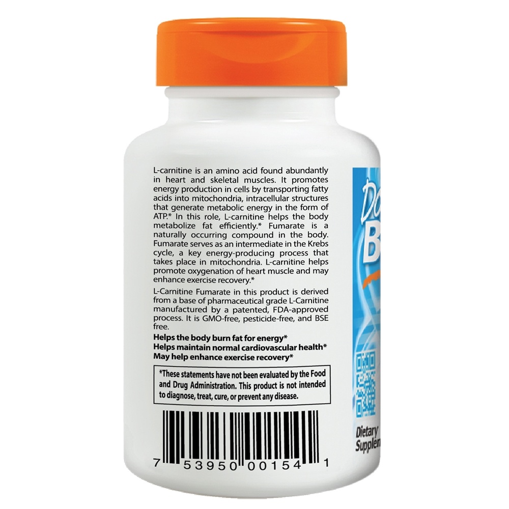 Fumarato de L-Carnitina 855 mg. - Cápsulas vegetarianas 180 Doctor's Best - Imagem 3