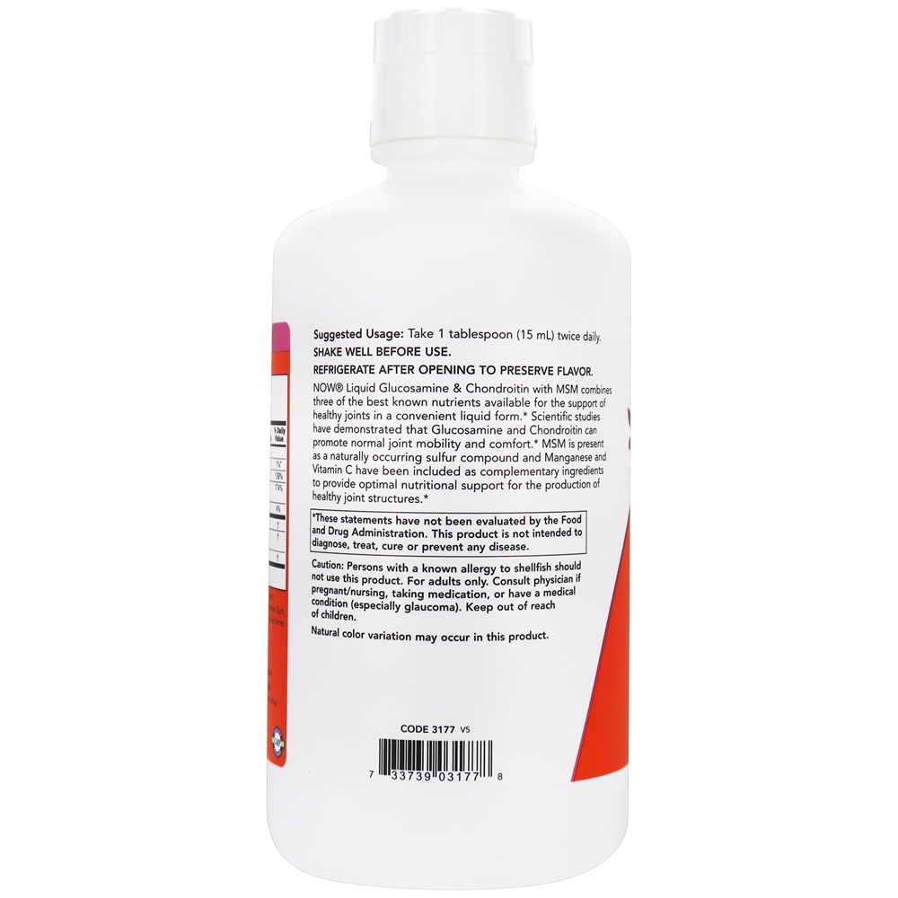 Glucosamina líquida e condroitina com MSM Citrus - 32 fl. oz. NOW Foods - Imagem 3