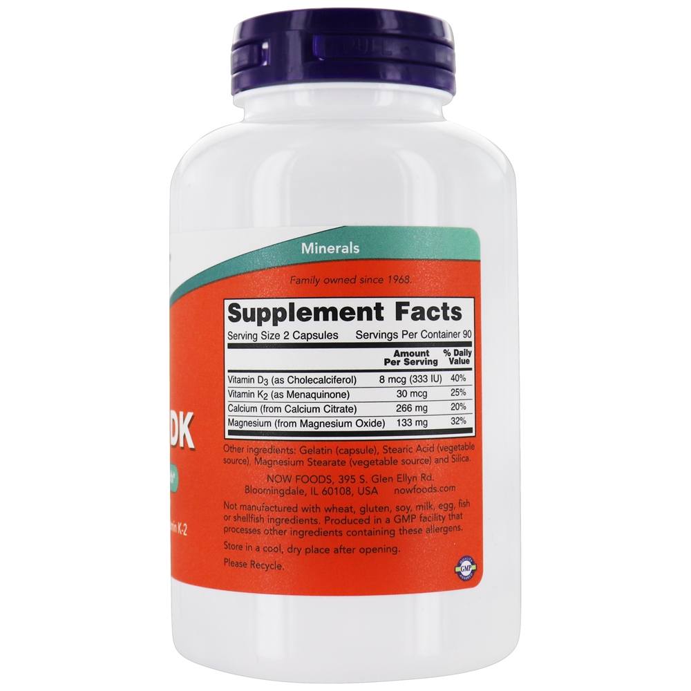 Fórmula óssea completa Cal-Mag DK - Cápsulas 180 NOW Foods - Imagem 2
