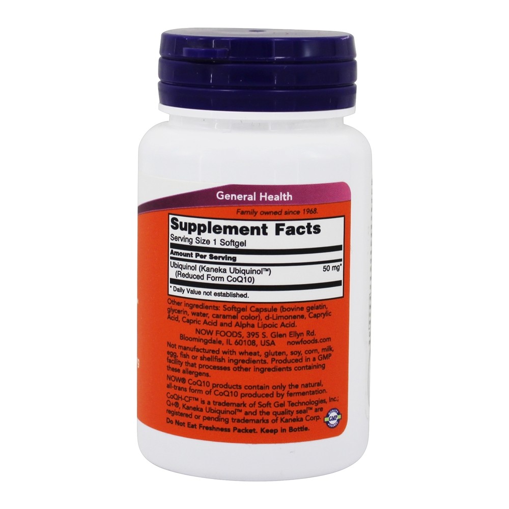 Ubiquinol CoQH-CF 50 mg. - 60 Softgels NOW Foods - Imagem 2