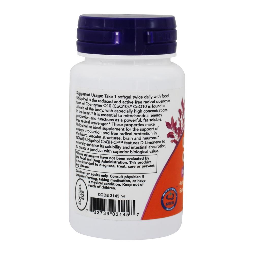 Ubiquinol CoQH-CF 50 mg. - 60 Softgels NOW Foods - Imagem 3