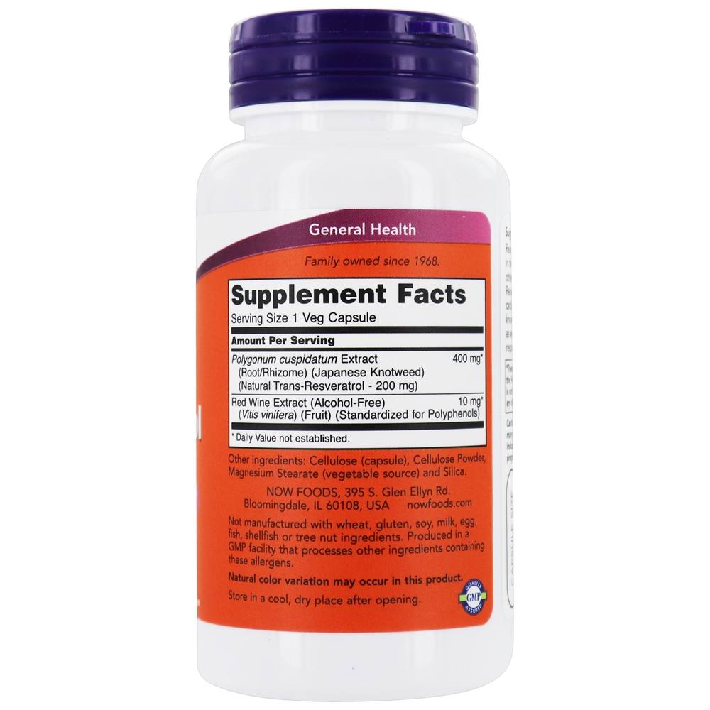 Resveratrol natural 200 mg . - 60 Cápsula (s) vegetal (s) NOW Foods - Imagem 2