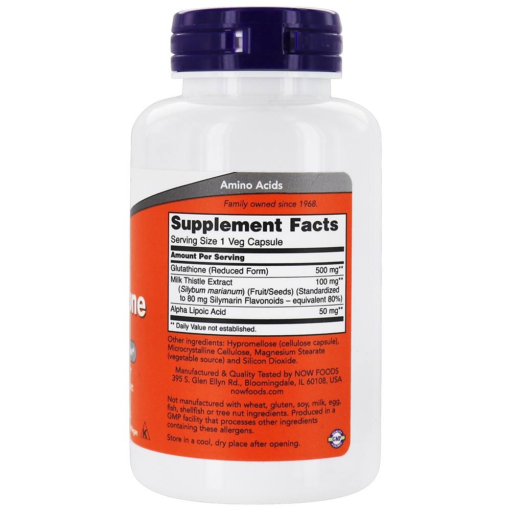 Neutralizador radical livre de glutationa 500 mg . - Cápsulas vegetarianas 60 NOW Foods - Imagem 2