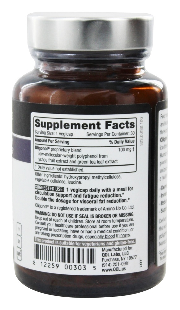 Oligonol Para Um Envelhecimento Saudável 100 mg. - Cápsulas vegetarianas 30 Quality Of Life Labs - Imagem 2