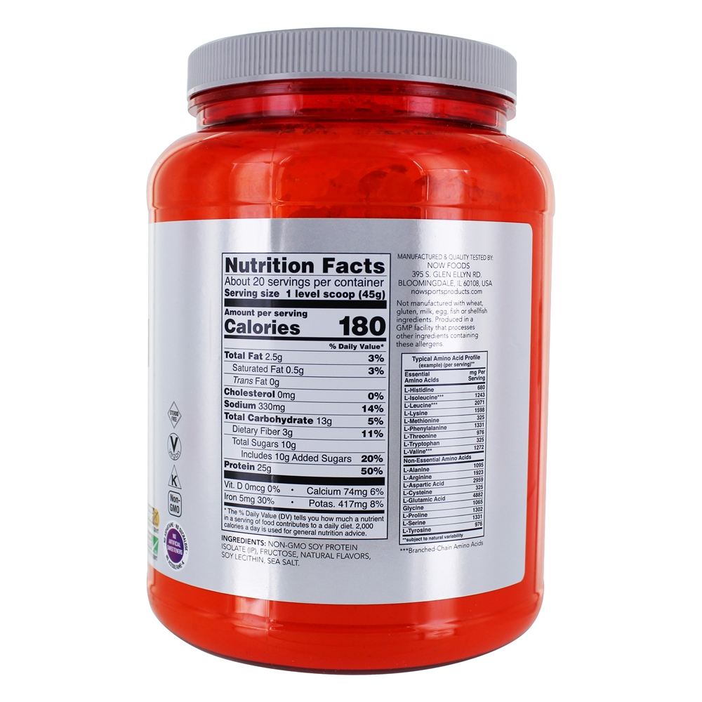 NOW Sports Soja Proteína Isolar Em Pó De Baunilha Cremosa - 2 lbs. NOW Foods - Imagem 2