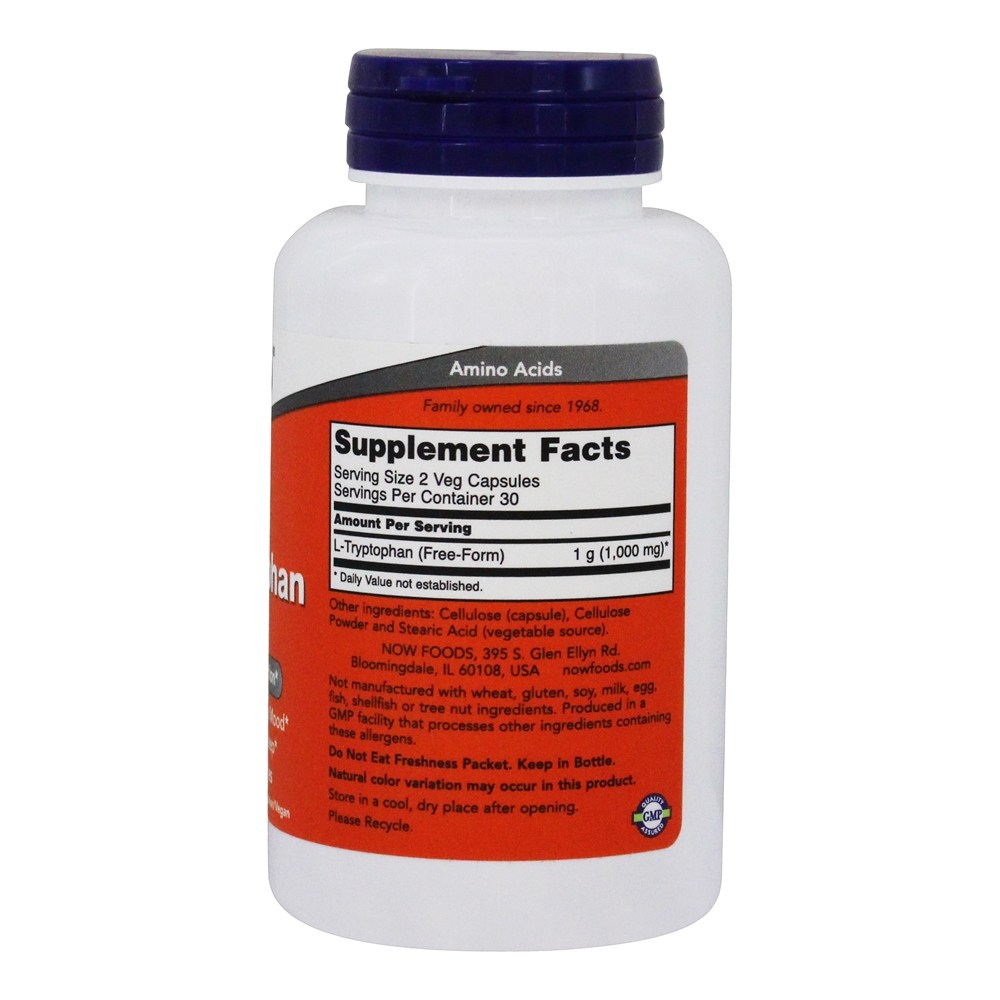 L-Triptofano 500 mg. - 60 Cápsula (s) vegetal (s) NOW Foods - Imagem 2