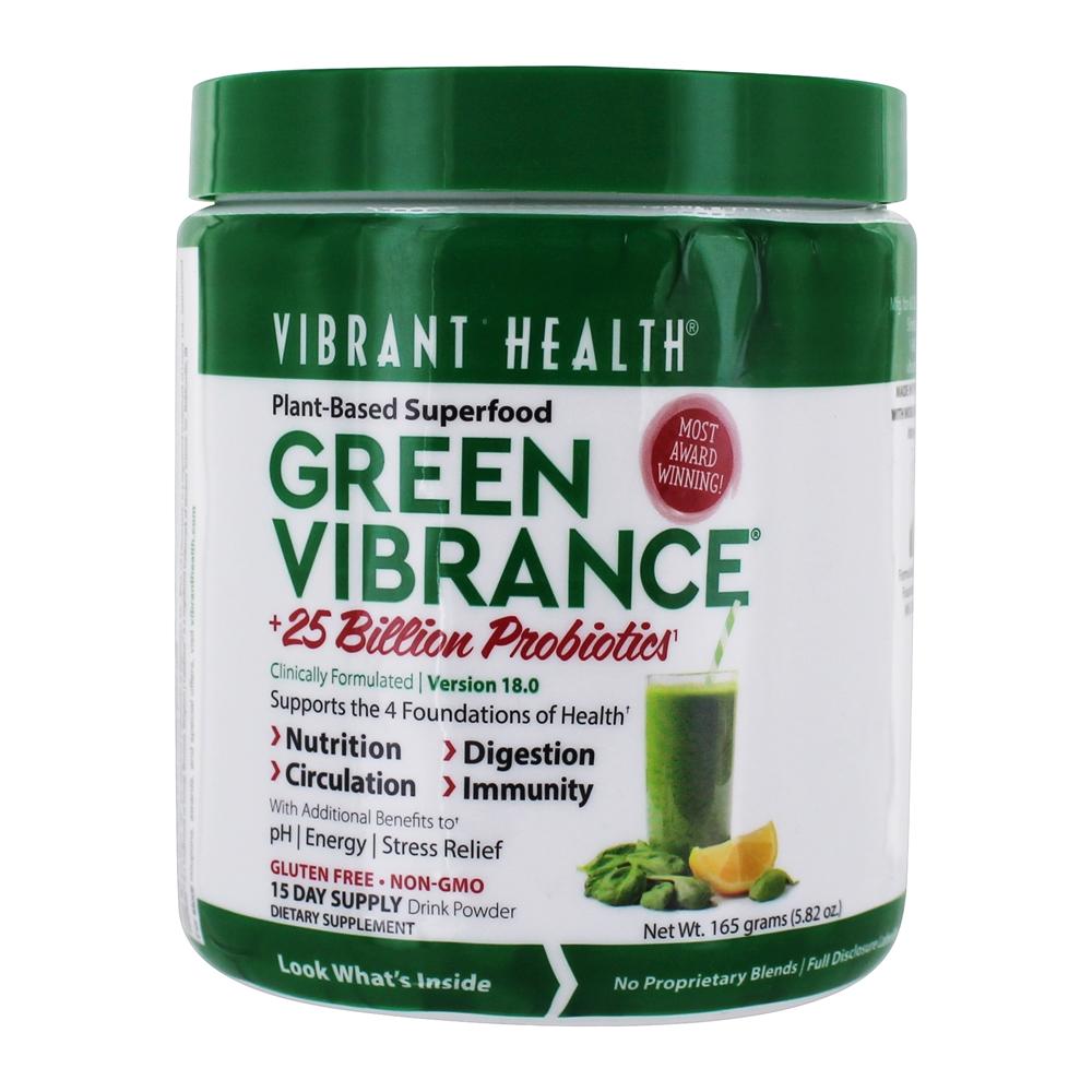 Green Vibrance Versão 18.0 Superalimento de Base Vegetal - 5.82 oz. Vibrant Health