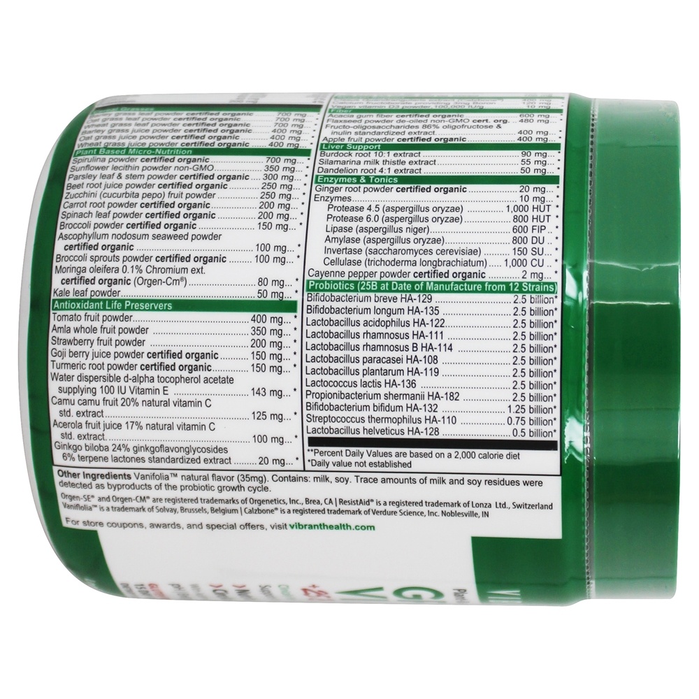 Green Vibrance Versão 18.0 Superalimento de Base Vegetal - 5.82 oz. Vibrant Health - Imagem 5