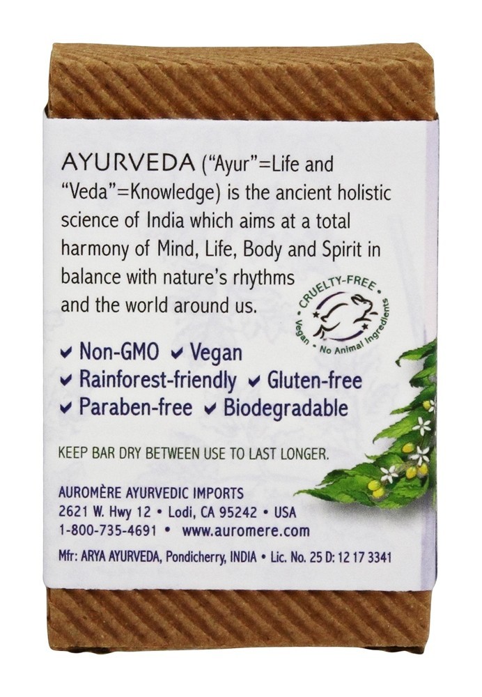 Sabonete em barra ayurvédico com Neem lavanda-Neem orgânico - 2.75 oz. Auromere - Imagem 3