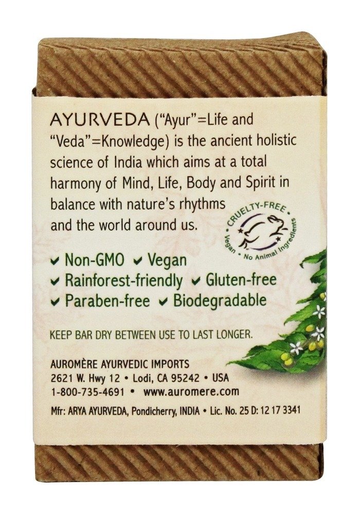Sabonete de Bar Ayurvédico com Neem Orgânico Baunilha-Neem - 2.75 oz. Auromere - Imagem 3