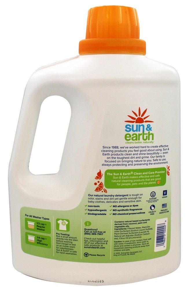 Detergente de lavanderia natural 52 para 100 Carrega Citrus claro - 100 fl. oz. Sun & Earth - Imagem 2