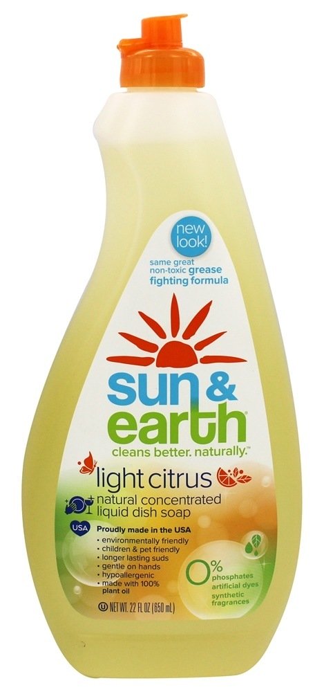 Natural Concentrado Líquido Prato Sabão Luz Cítrico - 22 fl. oz. Sun & Earth