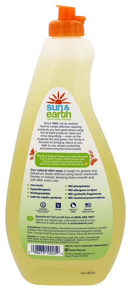 Natural Concentrado Líquido Prato Sabão Luz Cítrico - 22 fl. oz. Sun & Earth - Imagem 2