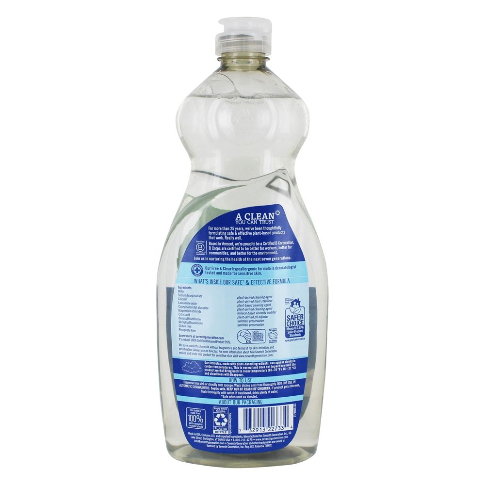Natural Dish Washing Liquid Livre e Claro - 25 oz. Seventh Generation - Imagem 2