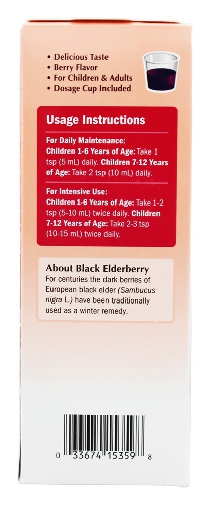 Sambucus para crianças Bio-Certified sabugueiro, Echinacea & xarope de própolis com sabor de baga - 8 fl. oz. Nature's Way - Imagem 3