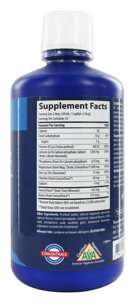 Líquido Cal / Mag / Zinco Pina Colada - 32 fl. oz. Trace Minerals Research - Imagem 2