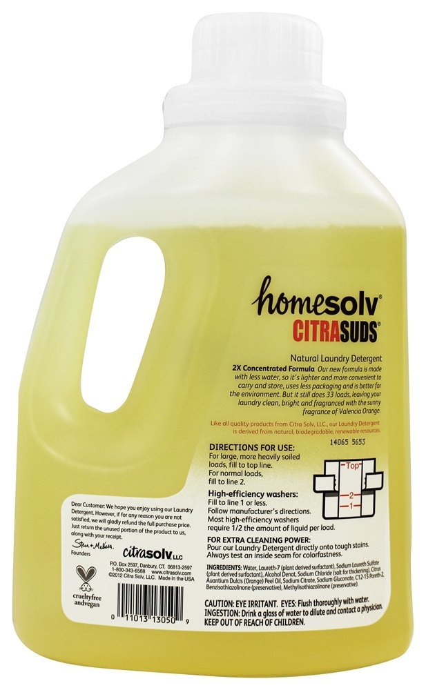 Casa Solv Citrasud 2x Concentrar Líquido Lavanderia Detergente 35-50 Cargas Valencia Laranja - 50 fl. oz. Citra Solv - Imagem 2