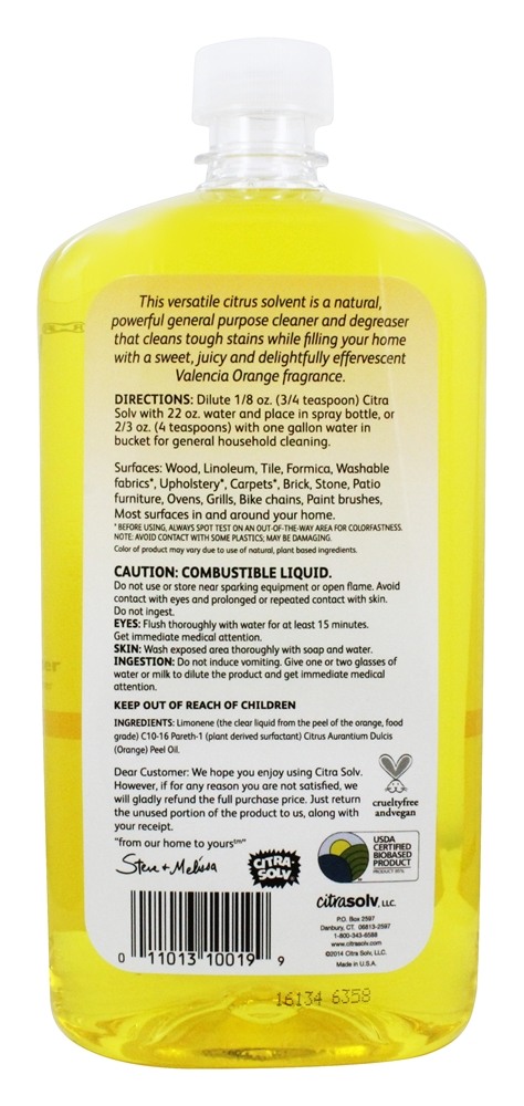 Líquido de limpeza e desengordurante líquido concentrado Valencia Orange - 32 fl. oz. Citra Solv - Imagem 2