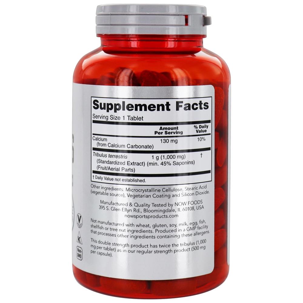 Agora Sports Tribulus 1000 mg . - 180 Tablets NOW Foods - Imagem 2