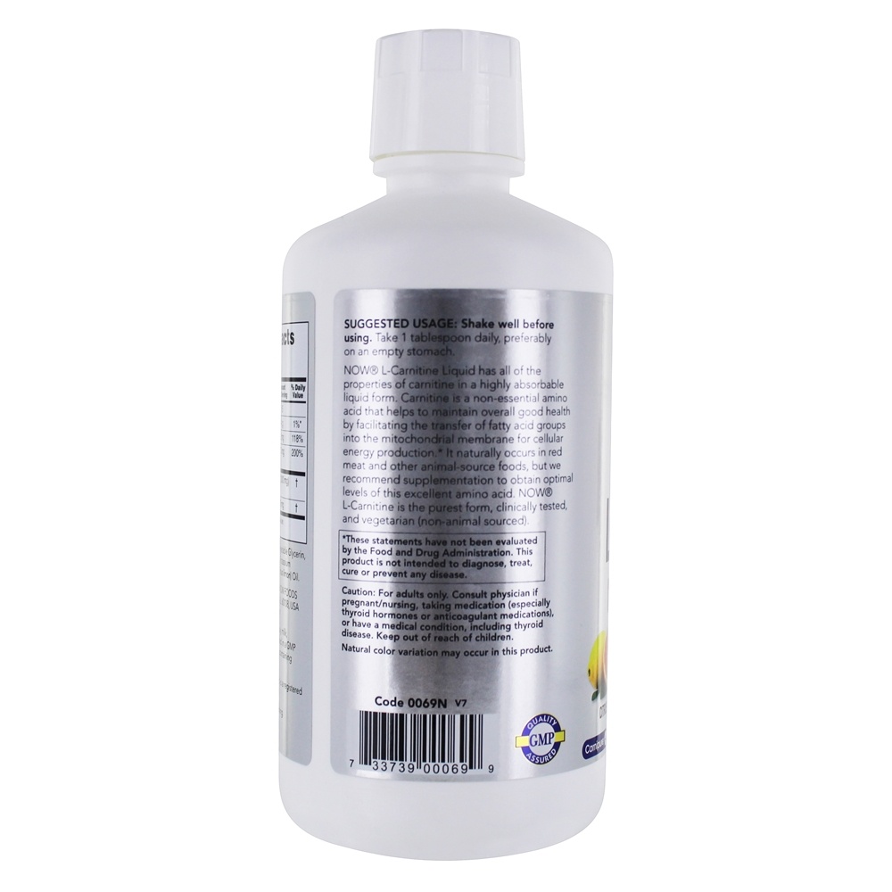 AGORA Sports Liquid L-Carnitina Sabor Cítrico 1000 mg. - 32 fl. oz. NOW Foods - Imagem 3