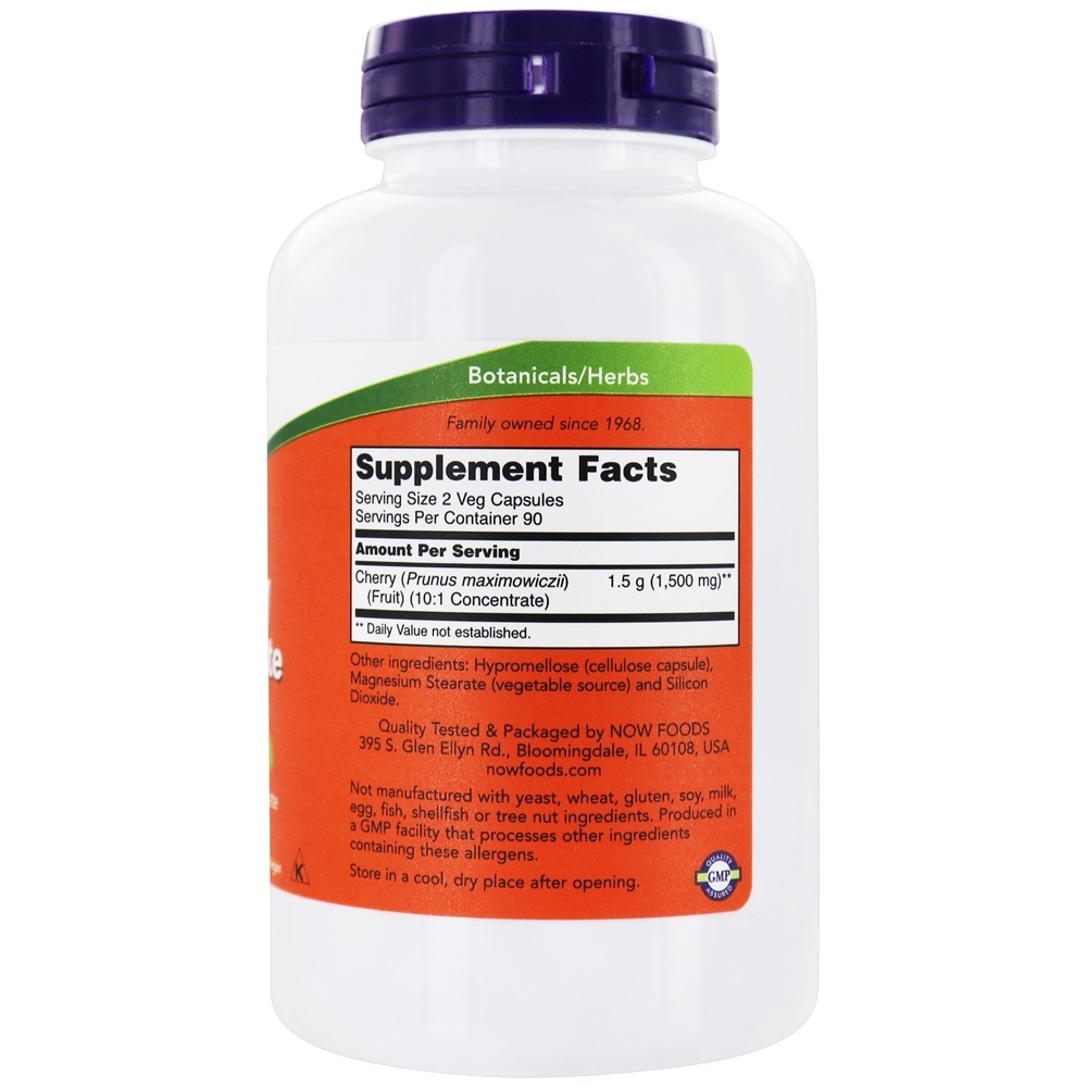 Concentrado de cereja 750 mg . - 180 Cápsula (s) vegetal (s) NOW Foods - Imagem 2