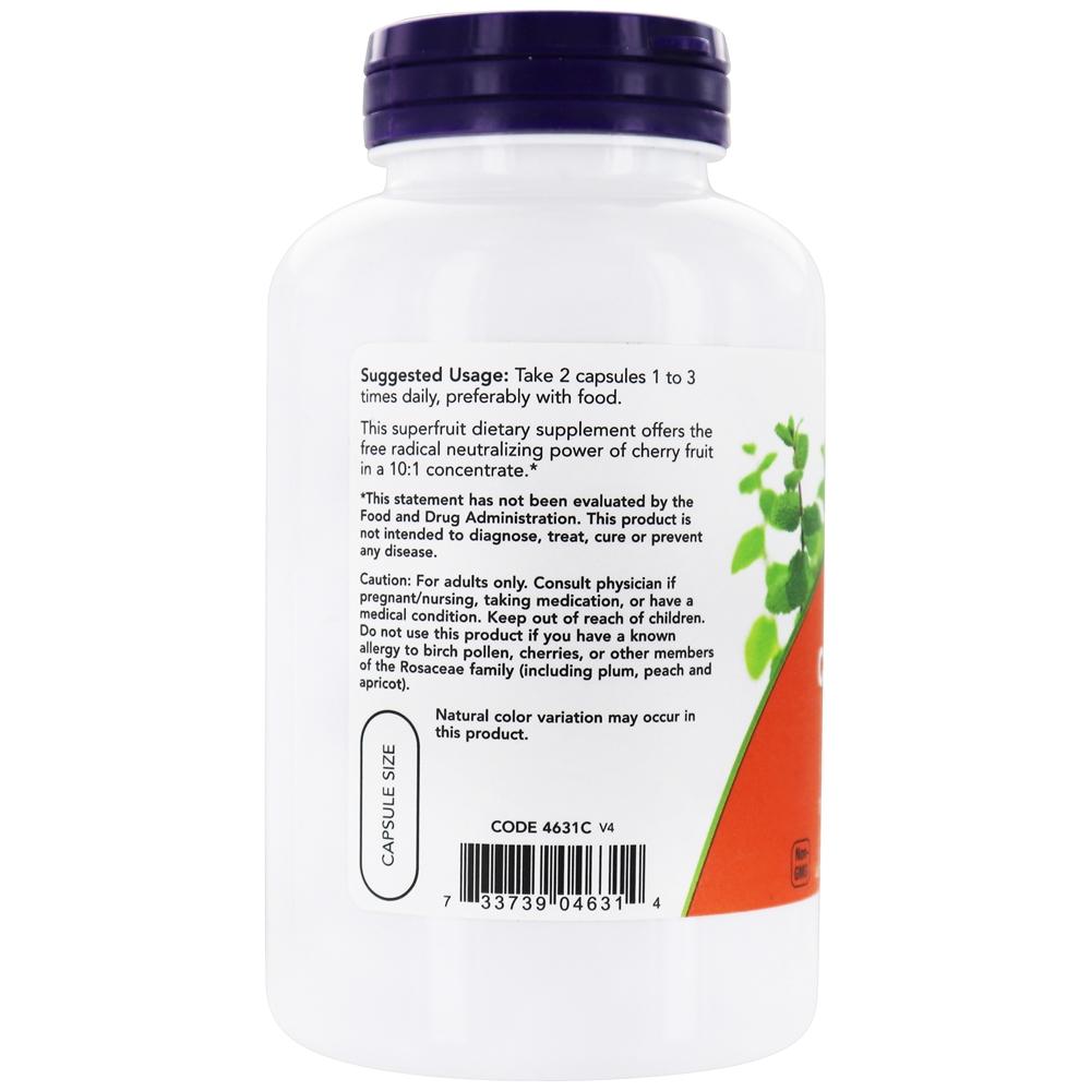 Concentrado de cereja 750 mg . - 180 Cápsula (s) vegetal (s) NOW Foods - Imagem 3