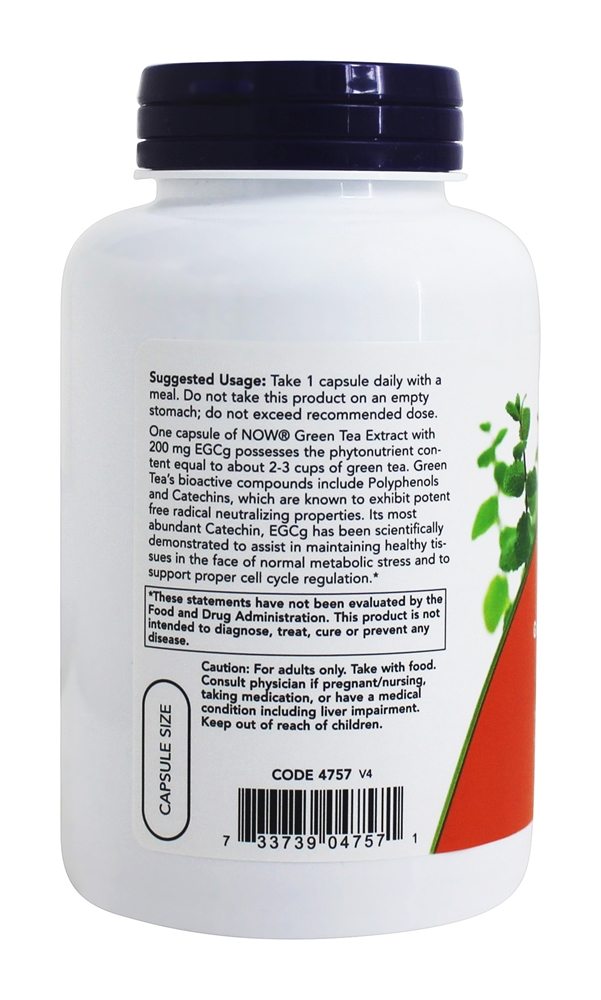 Egcg Verde Chá Extrair Antioxidante Apoiar - Cápsulas vegetarianas 180 NOW Foods - Imagem 3