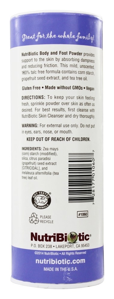 Natural Corpo & Pé Pó Unscented - 4 oz. Nutribiotic - Imagem 2