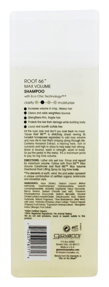 Xampu Raiz 66 Max Volume Para Mancar Sem vida Cabelo - 8.5 fl. oz. Giovanni - Imagem 2