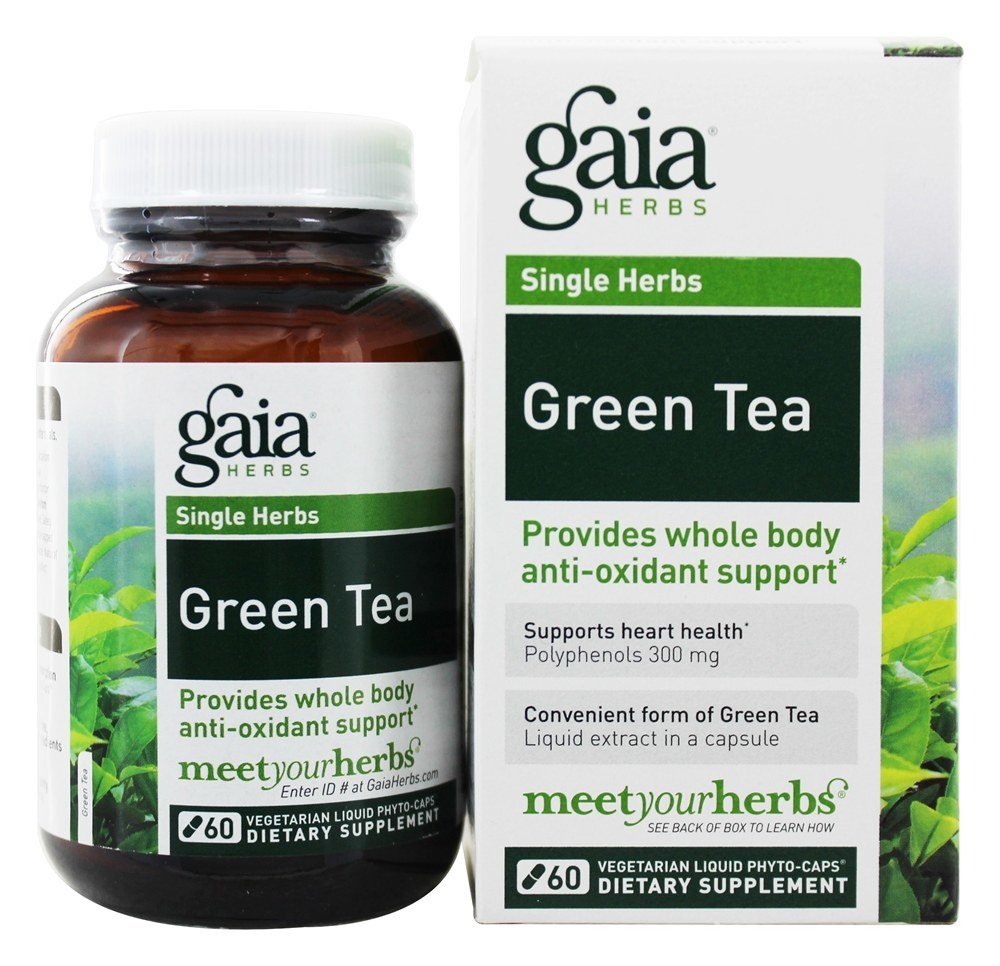 Tampões Phyto Líquido Chá Verde - Cápsulas vegetarianas 60 Gaia Herbs