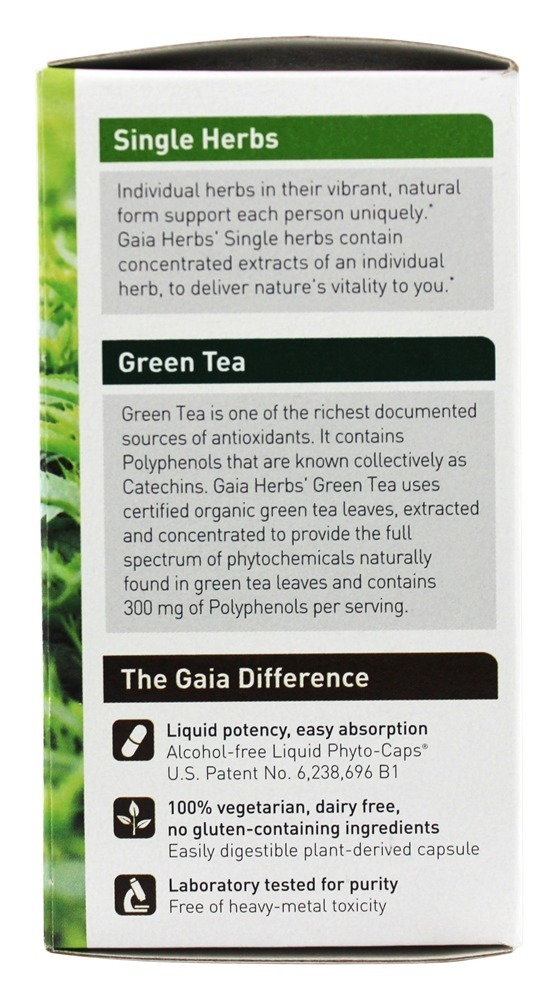 Tampões Phyto Líquido Chá Verde - Cápsulas vegetarianas 60 Gaia Herbs - Imagem 4