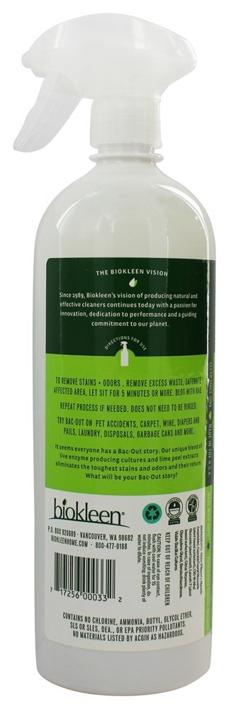 Formação de espuma Ação Bac-Fora Mancha & Odor Eliminador Spray - 32 fl. oz. Biokleen - Imagem 2