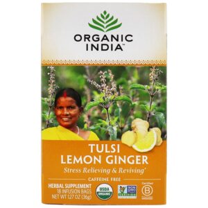 Comprar tulsi chá limão gengibre - 18 saquinhos de chá organic india preço no brasil chás de manjericão sagrado chás e café suplemento importado loja 31 online promoção -