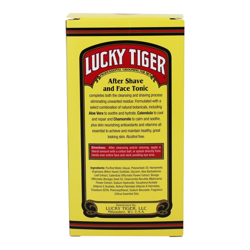 Depois que o barbear e o tônico facial acalmam e refrescam orgânicos certificados - 8 fl. oz. Lucky Tiger - Imagem 2