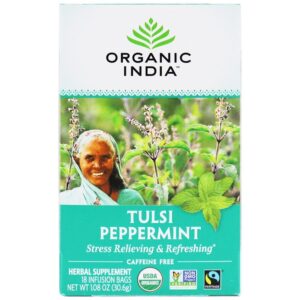 Comprar tulsi tea peppermint - 18 saquinhos de chá organic india preço no brasil chás de manjericão sagrado chás e café suplemento importado loja 33 online promoção -