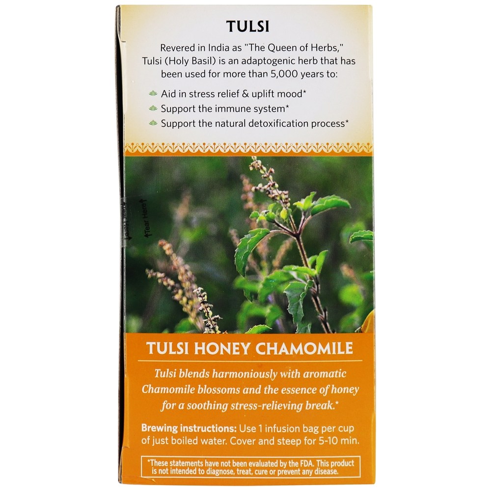 Tulsi Chá Sem cafeína Mel Camomila - 18 Saquinhos de Chá Organic India - Imagem 4
