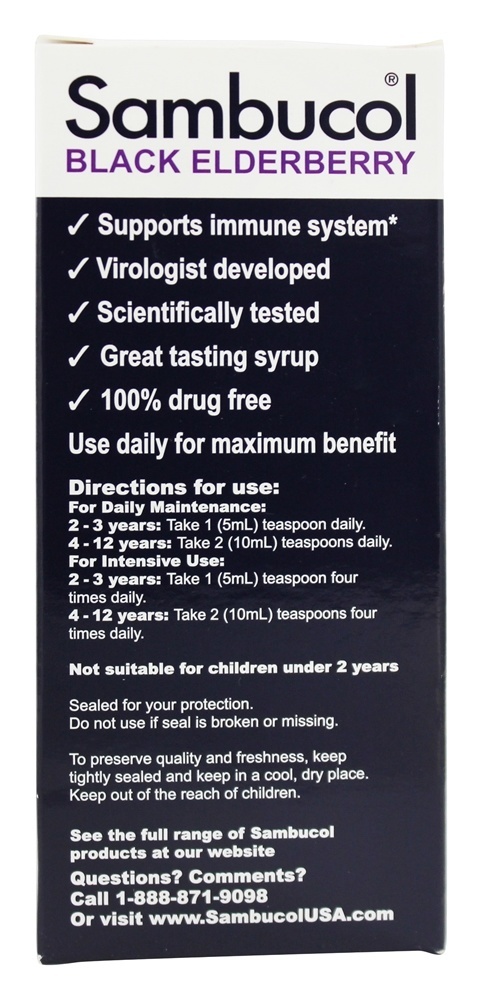 Sabugueiro preto para crianças líquido - 4 fl. oz. Sambucol - Imagem 3