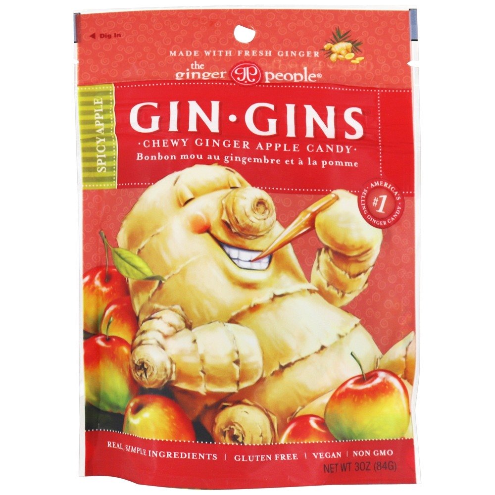 Gins Gins mastigáveis Gengibre Sabor de maçã picante - 3 oz. Ginger People
