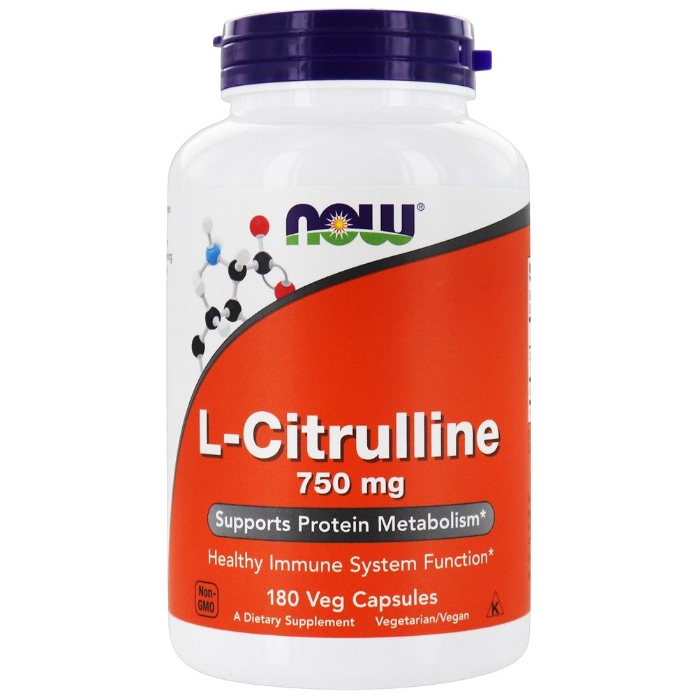 Suporte ao metabolismo de proteínas com L-citrulina 750 mg . - 180 Cápsula (s) vegetal (s) NOW Foods
