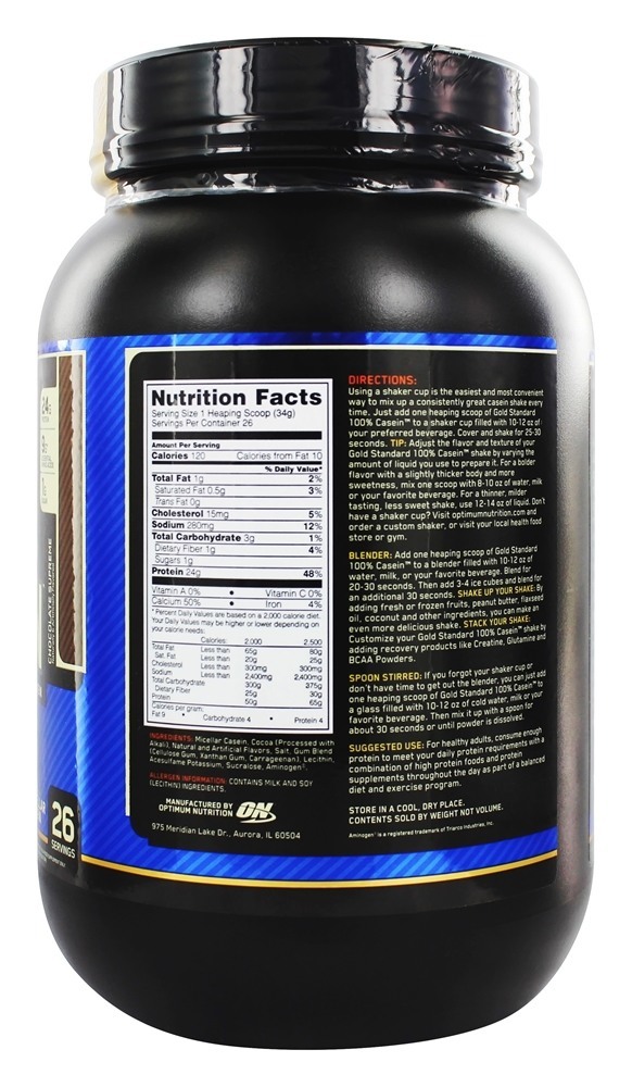 100% Caseína Ouro Padrão Chocolate Supremo - 2 lbs. Optimum Nutrition - Imagem 2