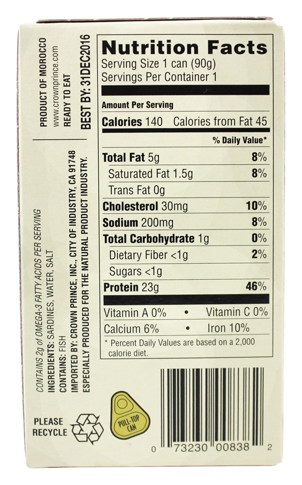 Sardinhas sem pele e sem ossos na água - 4.37 oz. Crown Prince Natural - Imagem 2