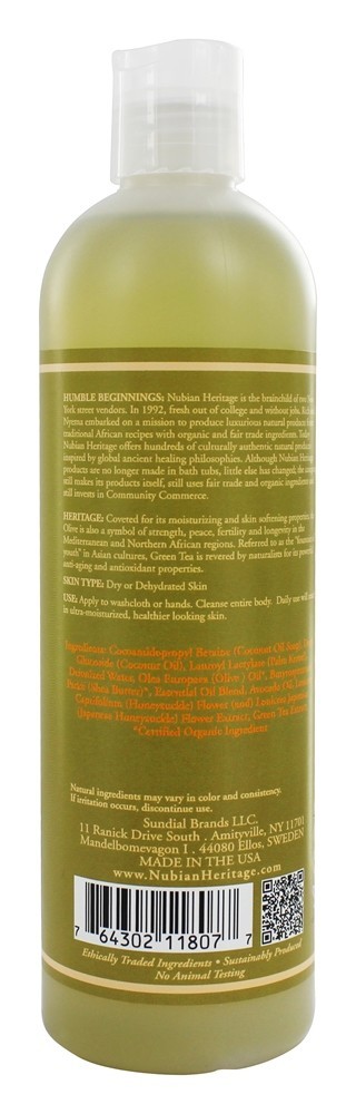 Corpo Lavar Oliva & Verde Chá Oliva & Verde Chá - 13 fl. oz. Nubian Heritage - Imagem 2